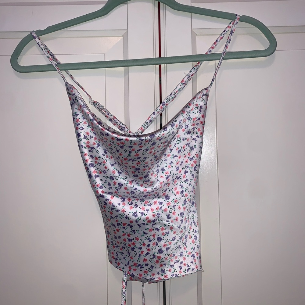 Silk backless tie top